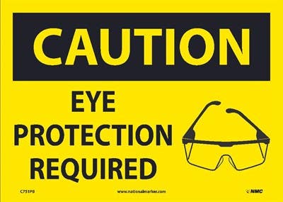 AccuformNMC C751 Caution, Eye Protection Required Sign, 10" x 14"