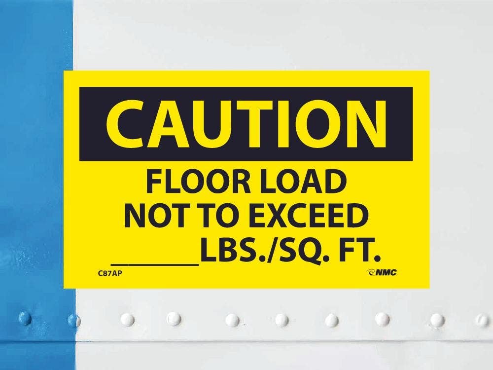 AccuformNMC C87AP Caution, Floor Load Restrictions Label, PS Vinyl, 3" x 5", 5/Pk