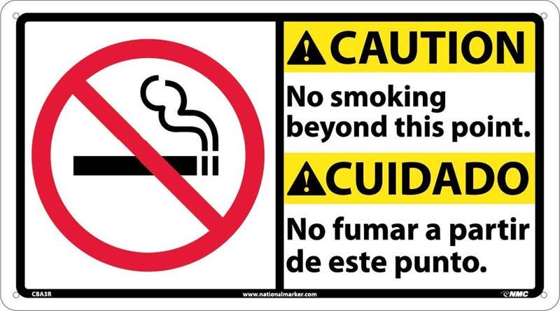 AccuformNMC MTAS604 Bilingual Ansi Sign - No Smoking, 10" x 18"