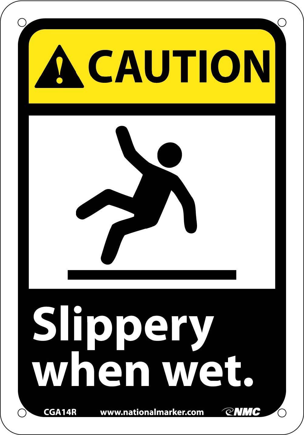 AccuformNMC M ANSI Caution Safety Sign, Slippery When Wet - Watch Your Step