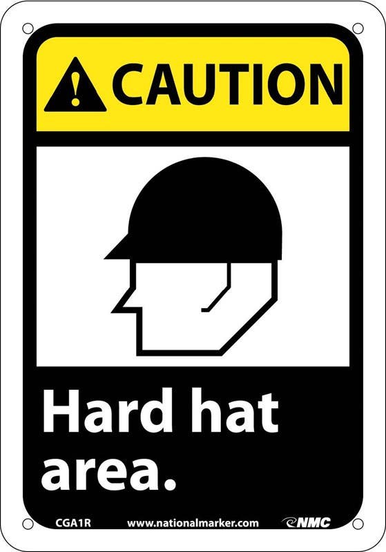 AccuformNMC MRPE ANSI Caution Safety Sign, Hard Hat Area