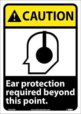 AccuformNMC MRPE609 ANSI Caution Safety Sign, Ear Protection Required Beyond This Point, 14" x 10"