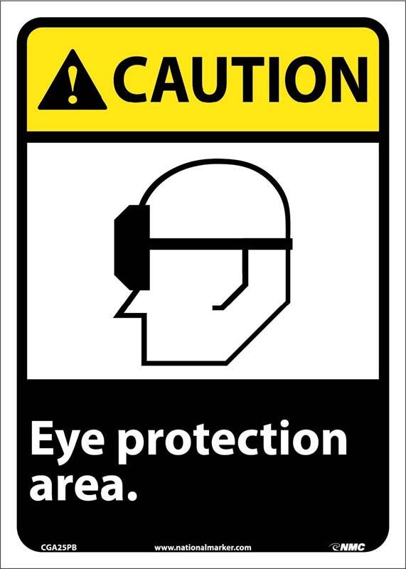 AccuformNMC CGA25 Caution, Eye Protection Area Sign, 14" x 10"