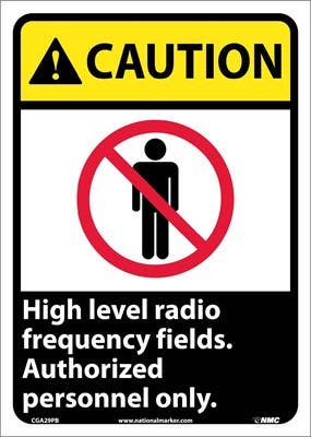 AccuformNMC MRFQ607 ANSI Caution Safety Sign, High Level Radio Frequency Fields..., 14" x 10"