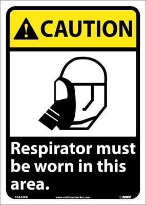 AccuformNMC CGA33 Caution, Respirator Must Be Worn In This Area Sign, 14" x 10"