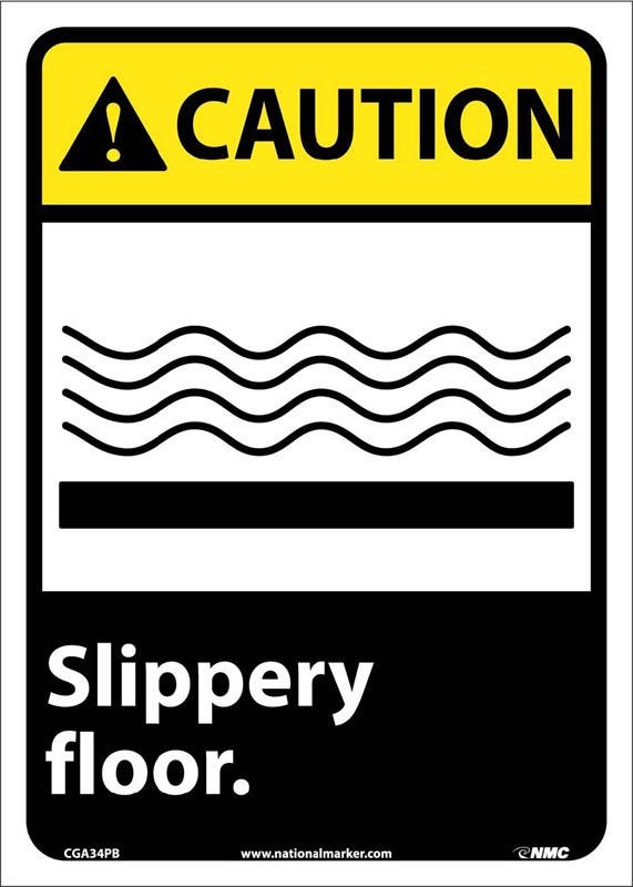 AccuformNMC CGA34 Caution, Slippery Floor Sign, 14" x 10"