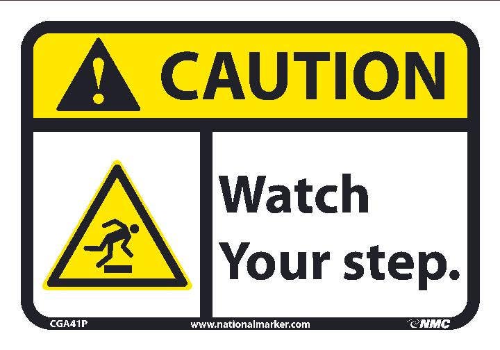 AccuformNMC CGA41 Caution, Watch Your Step Sign