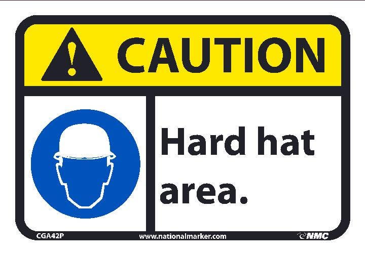 AccuformNMC CGA42 Caution, Hard Hat Area Sign