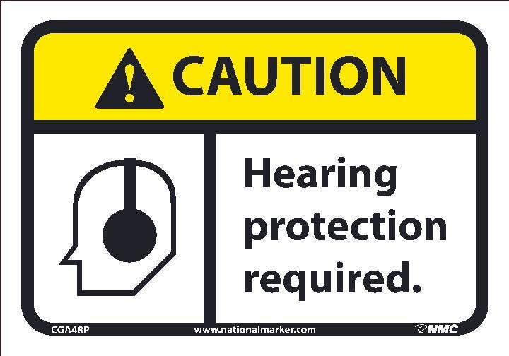AccuformNMC CGA48 Caution, Hearing Protection Required Sign