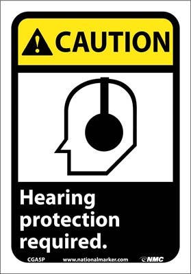 AccuformNMC MRPE ANSI Caution Safety Sign, Hearing Protection Required