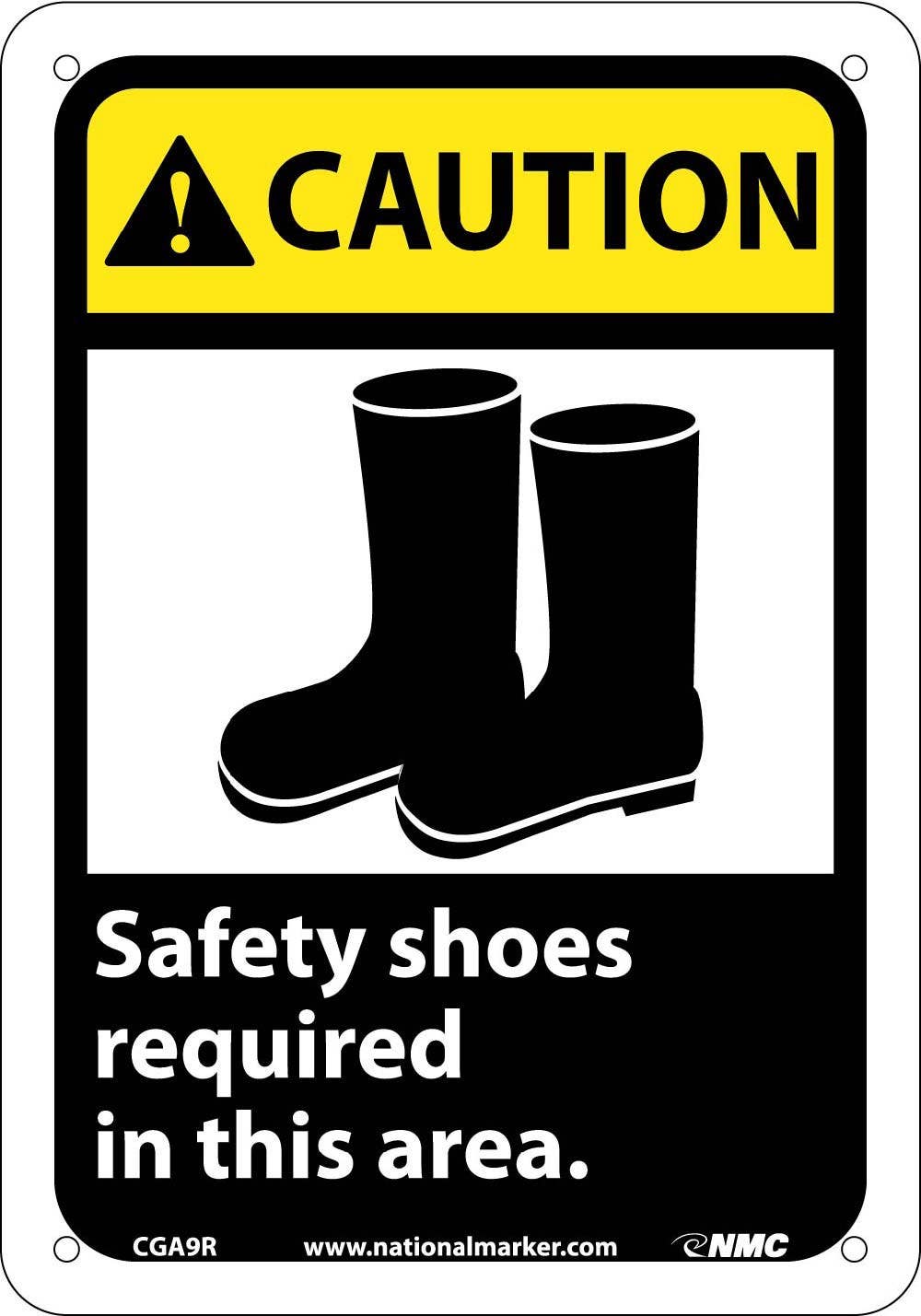 AccuformNMC MRPE ANSI Caution Safety Sign, Safety Shoes Required In This Area
