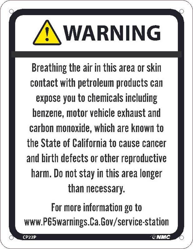 AccuformNMC CP22 Service Station CA Prop65, 8.50" x 11"