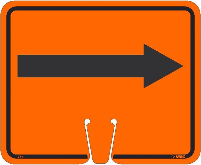 AccuformNMC CS4 Safety Cone Signs, Left Arrow, 10.375" x 12.625"