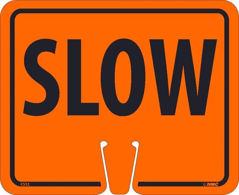 AccuformNMC FBC758 Cone Top Warning Sign, Slow, 10" x 14"