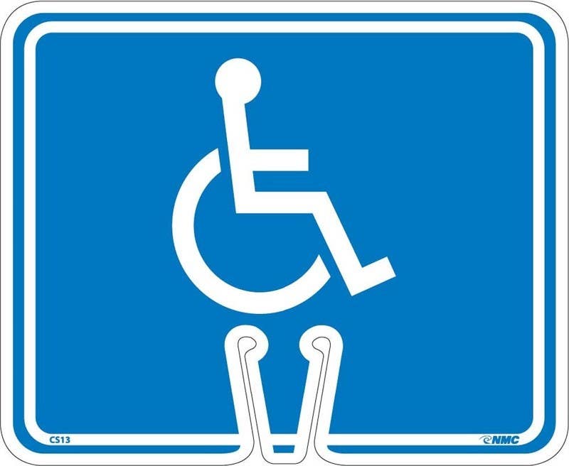 AccuformNMC FBC797 Cone Top Warning Sign, Handicapped, 10" x 14"