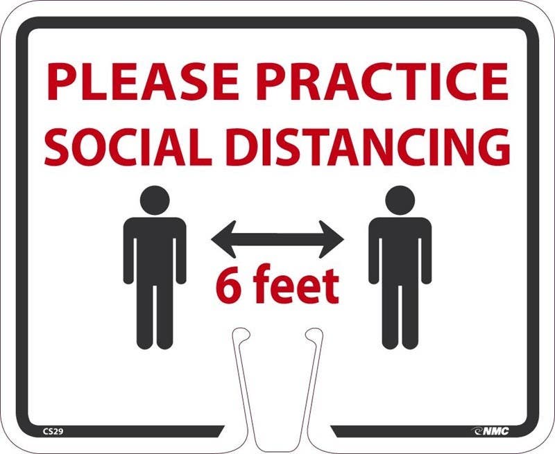 AccuformNMC CS29 Social Distancing Cone Sign, 10.38" x 12.63"