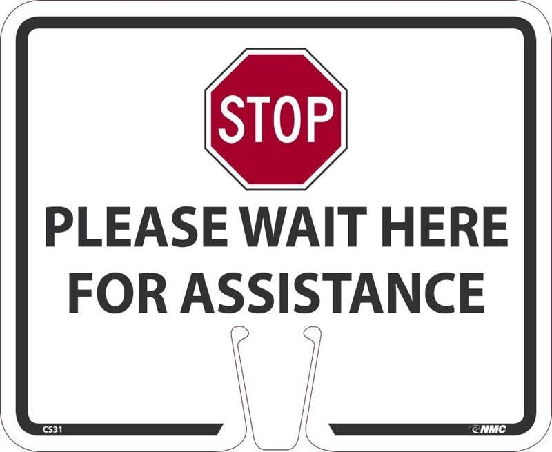 AccuformNMC CS31 Please Wait Here Cone Sign, 10.38" x 12.63"