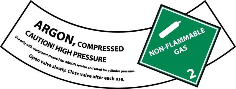 AccuformNMC CY102AP Argon Cylinder Shoulder Label, 2" x 5.25", 25/Pk