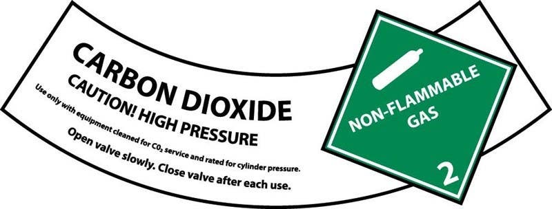 AccuformNMC CY103AP Carbon Dioxide Cylinder Shoulder Label, 2" x 5.25", 25/Pk