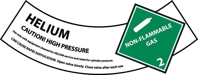 AccuformNMC CY104AP Helium Cylinder Shoulder Label, 2" x 5.25", 25/Pk