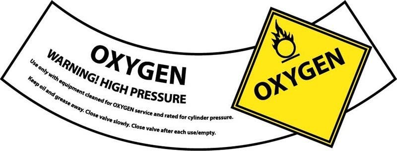 AccuformNMC CY106AP Oxygen Cylinder Shoulder Label, 2" x 5.25", 25/Pk