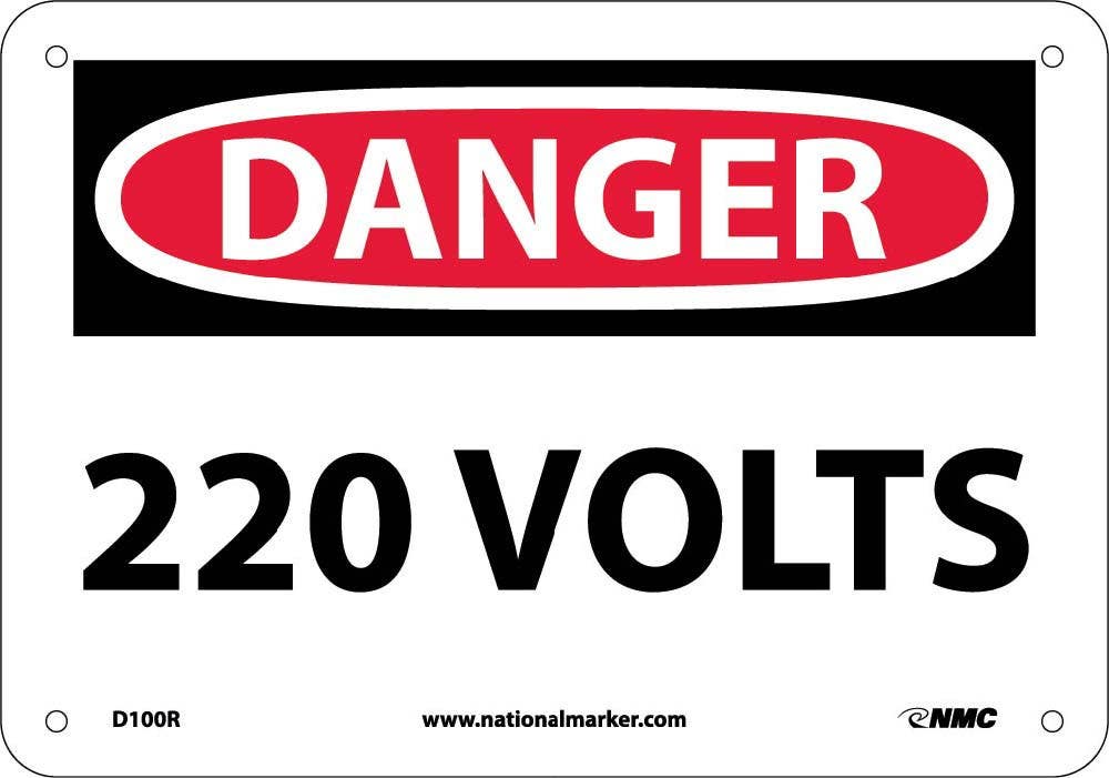 AccuformNMC D100 Danger, 220 Volts Sign