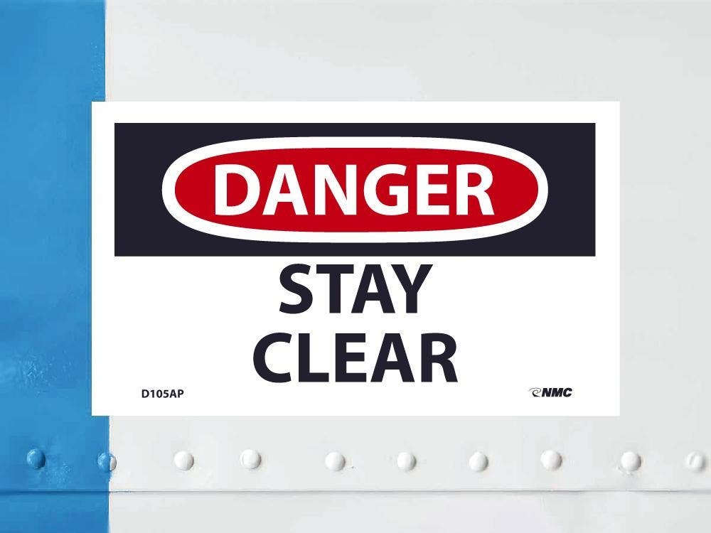 AccuformNMC D105AP Danger, Stay Clear Label, PS Vinyl, 3" x 5", 5/Pk