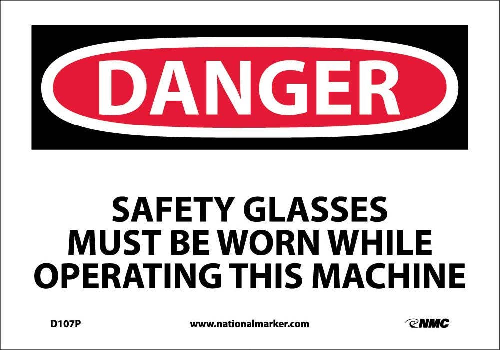AccuformNMC D107 Danger, Eye Protection Must Be Worn Sign
