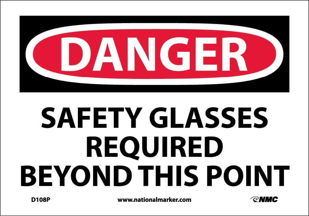 AccuformNMC D108 Danger, Eye Protection Required Sign
