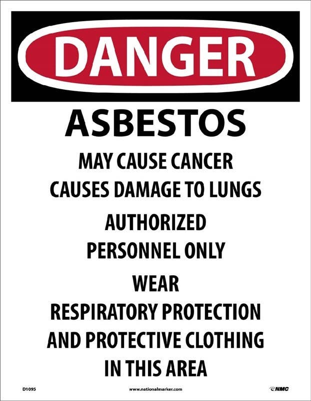 AccuformNMC D1095 Danger, Asbestos May Cause Cancer Label, Paper, 19" x 13", 200/Pk