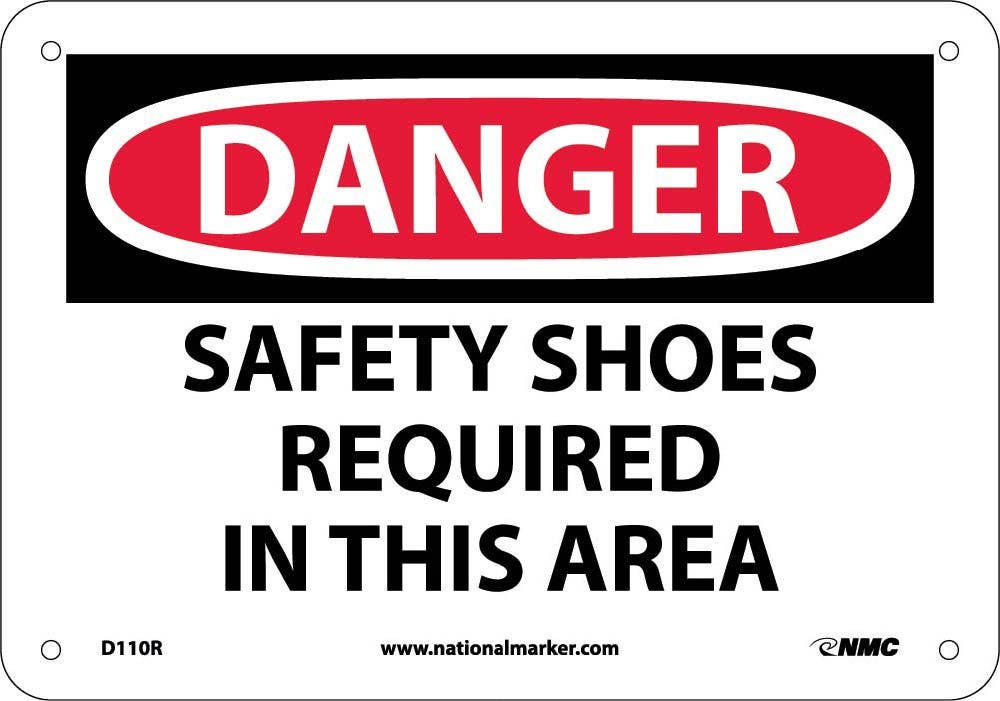 AccuformNMC MPPE OSHA Danger Safety Sign, Safety Shoes Required In This Area