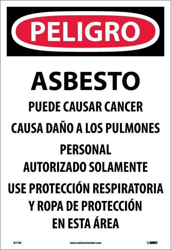 AccuformNMC D1195 Large Paper Asbestos Sign, Paper, 19" x 13", 200/Pk