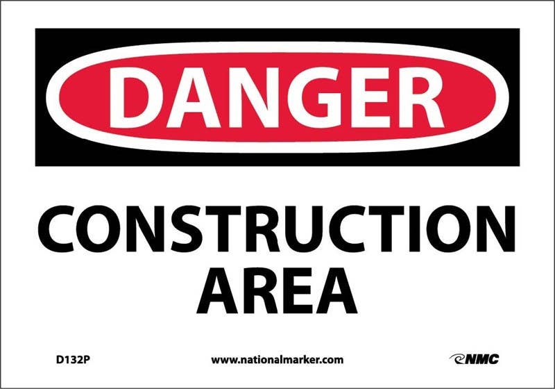AccuformNMC D132 Danger, Construction Area Sign, 20" H x 28" W