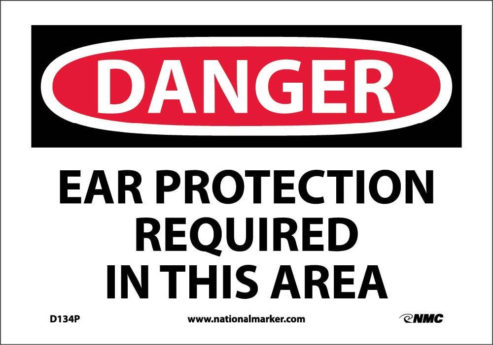 AccuformNMC D134 Danger, Ear Protection Required In This Area Sign, 10" H x 14" W