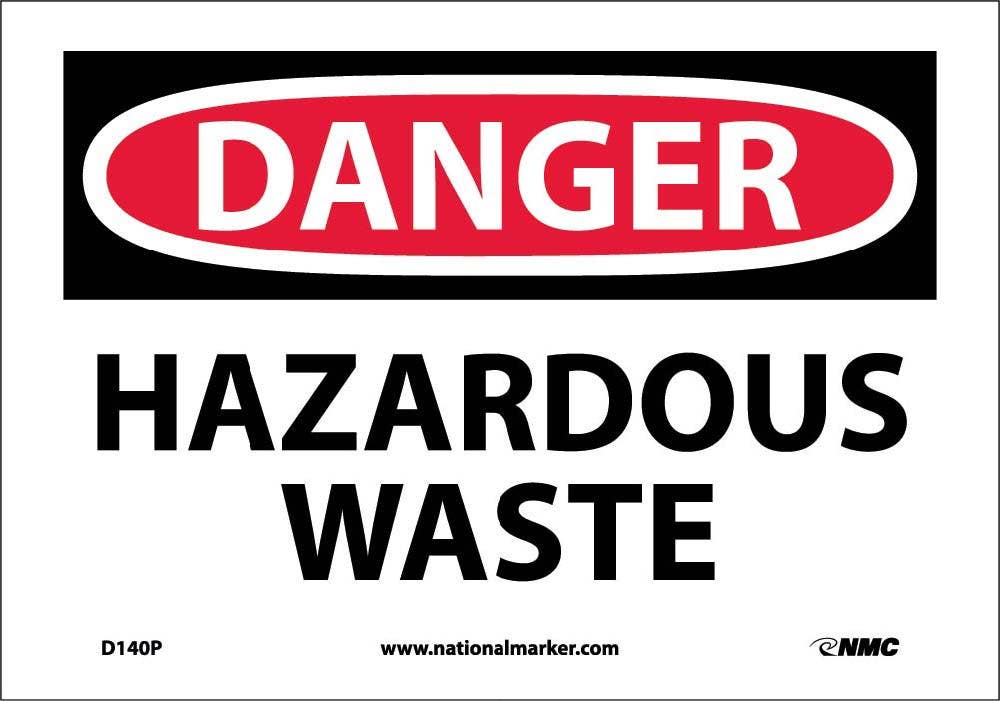 AccuformNMC MCHL OSHA Danger Safety Sign, Hazardous Waste