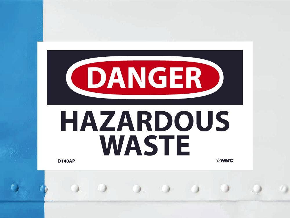 AccuformNMC D140AP Danger, Hazardous Waste Label, PS Vinyl, 3" x 5", 5/Pk
