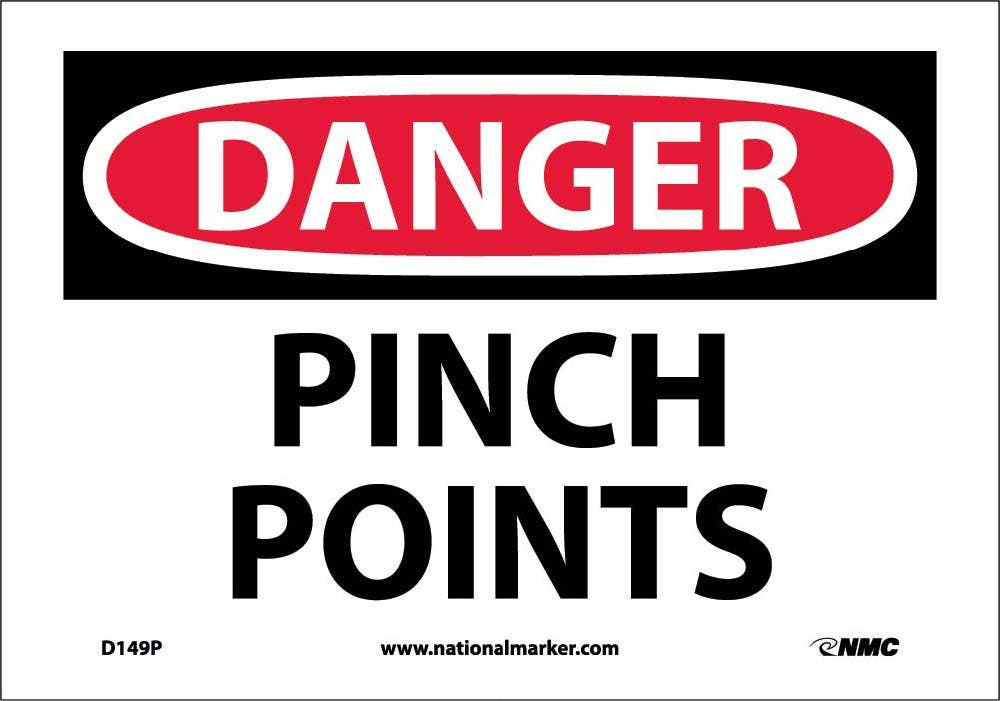 AccuformNMC D149 Danger, Pinch Points Sign, 10" H x 14" W