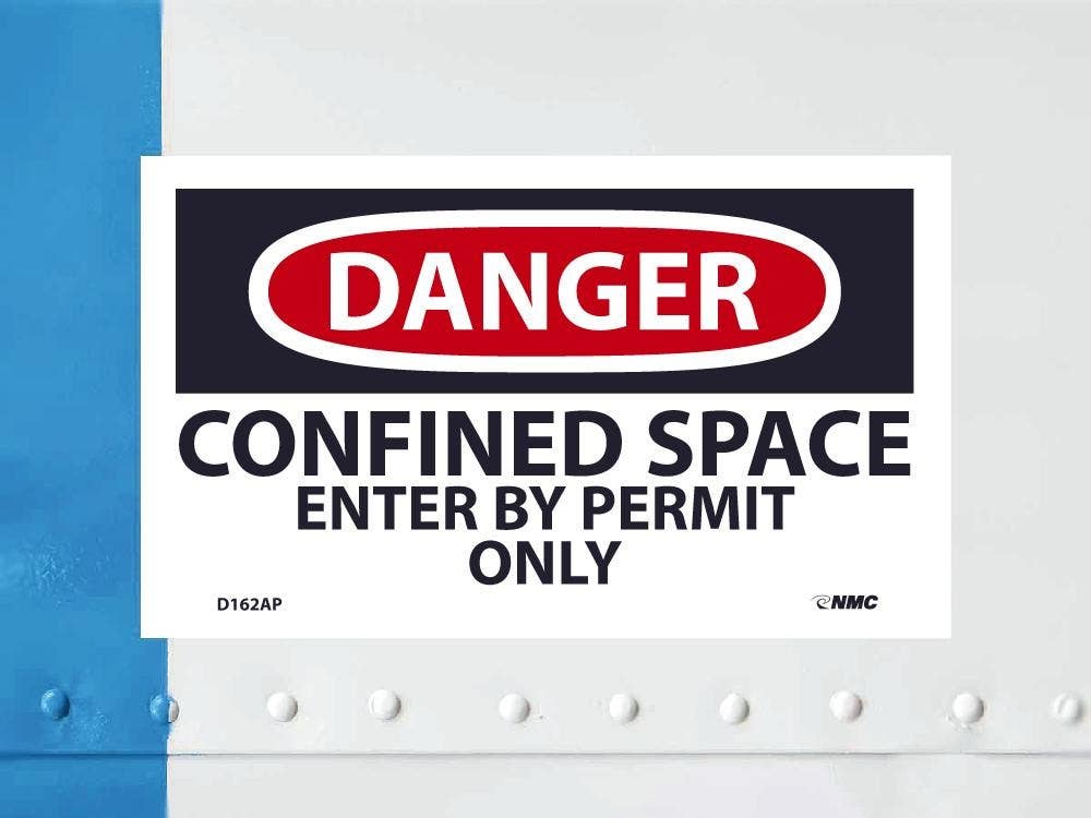 AccuformNMC D162AP Danger, Confined Space Enter By Permit Only Label, PS Vinyl, 3" x 5", 5/Pk