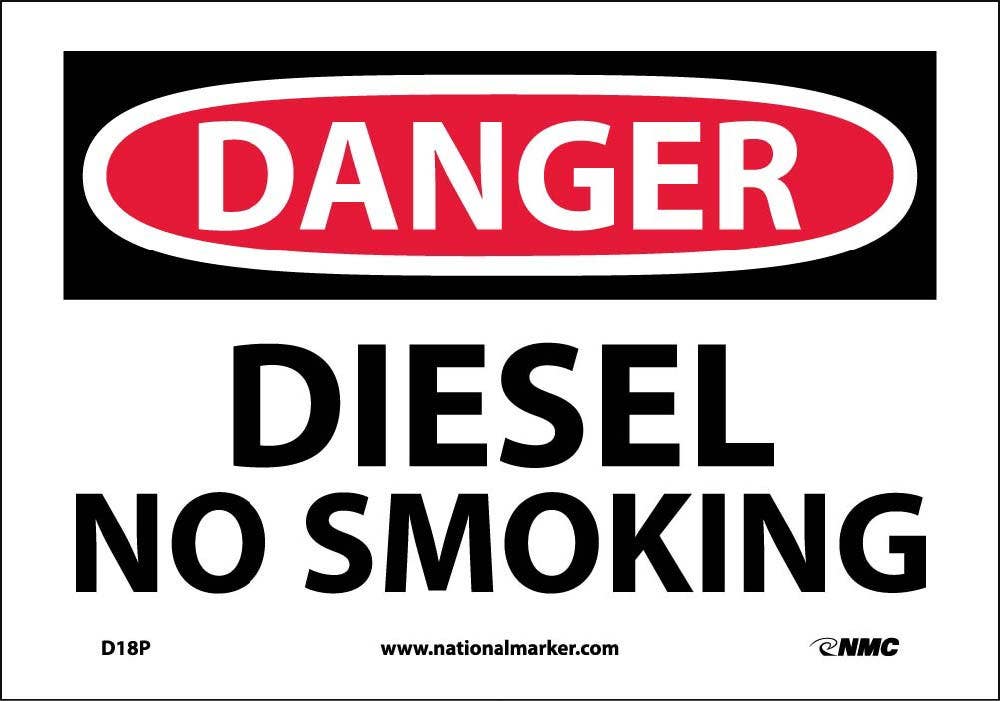 AccuformNMC MSMK OSHA Danger Safety Sign, Diesel - No Smoking