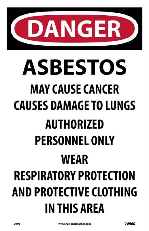 AccuformNMC D195 Danger, Asbestos Hazard Paper Sign, Paper, 17" x 11", 100/Pk