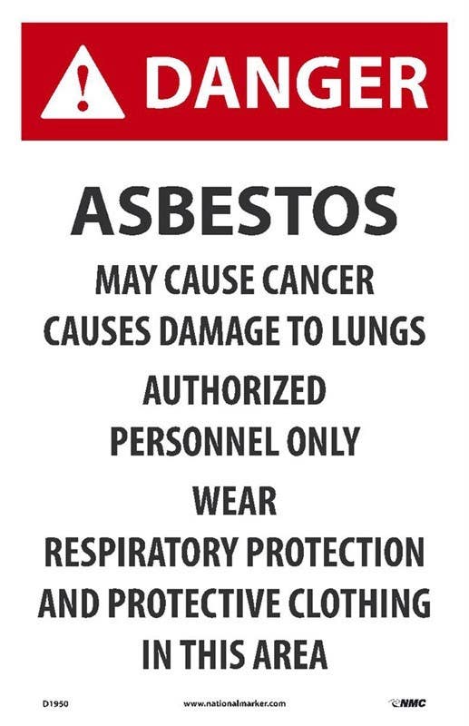AccuformNMC D1950 Danger, Asbestos Hazard Paper Sign, Paper, 17" x 11", 100/Pk