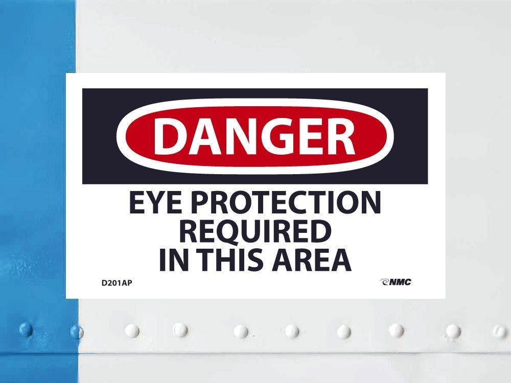 AccuformNMC D201AP Danger, Eye Protection Required In This Area Label, PS Vinyl, 3" x 5", 5/Pk