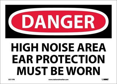 AccuformNMC MPPE OSHA Danger Safety Sign, High Noise Area - Wear Ear Protection