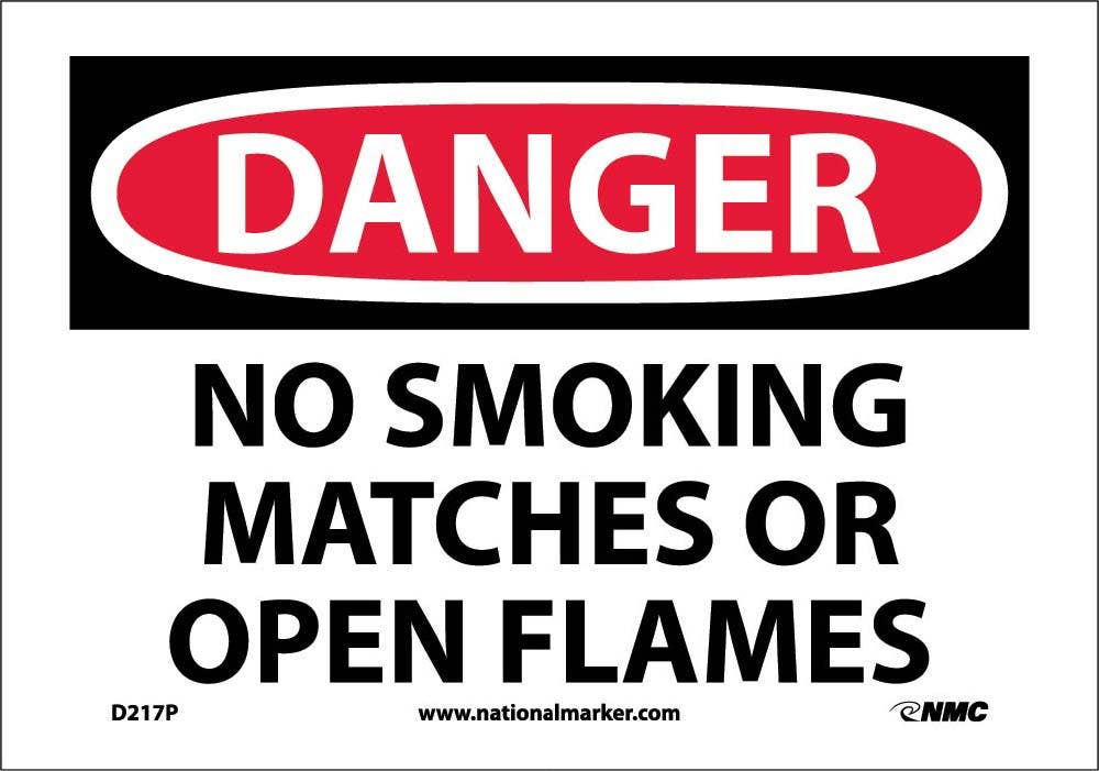 AccuformNMC MSMK OSHA Danger Safety Sign, No Smoking, Matches Or Open Flame
