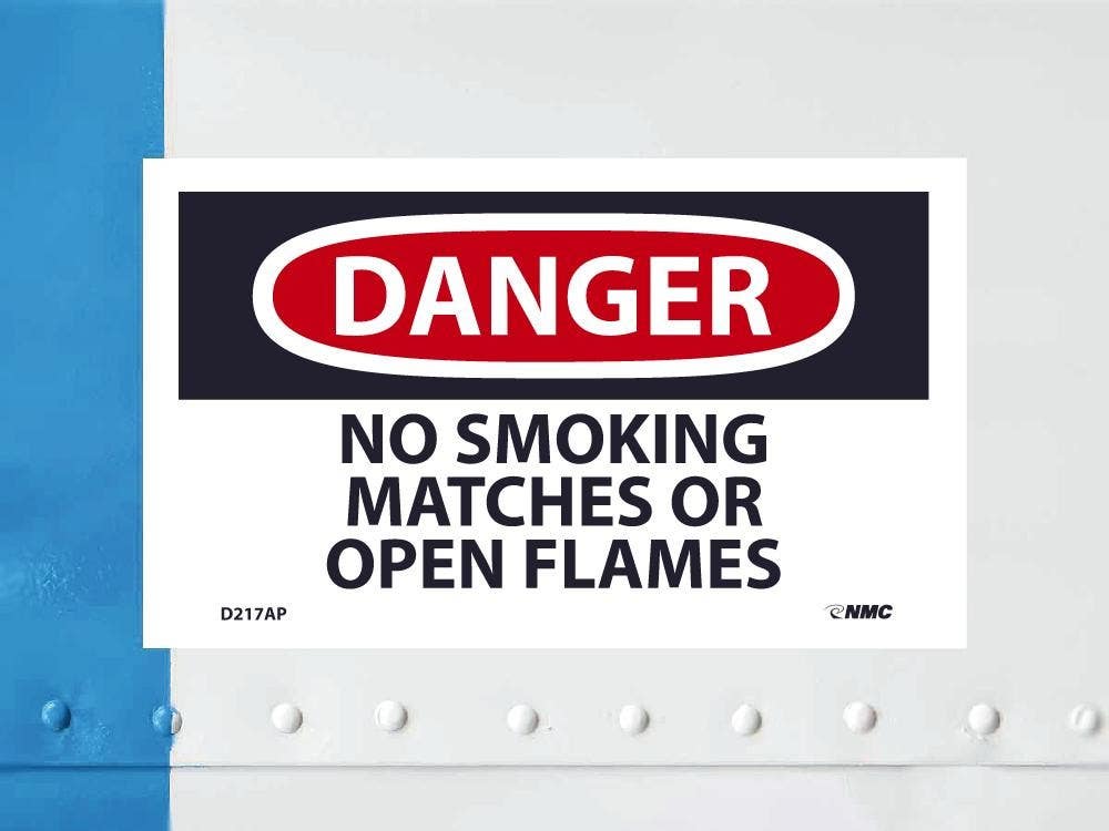 AccuformNMC D217AP Danger, No Smoking Matches Or Open Flames Label, PS Vinyl, 3" x 5", 5/Pk