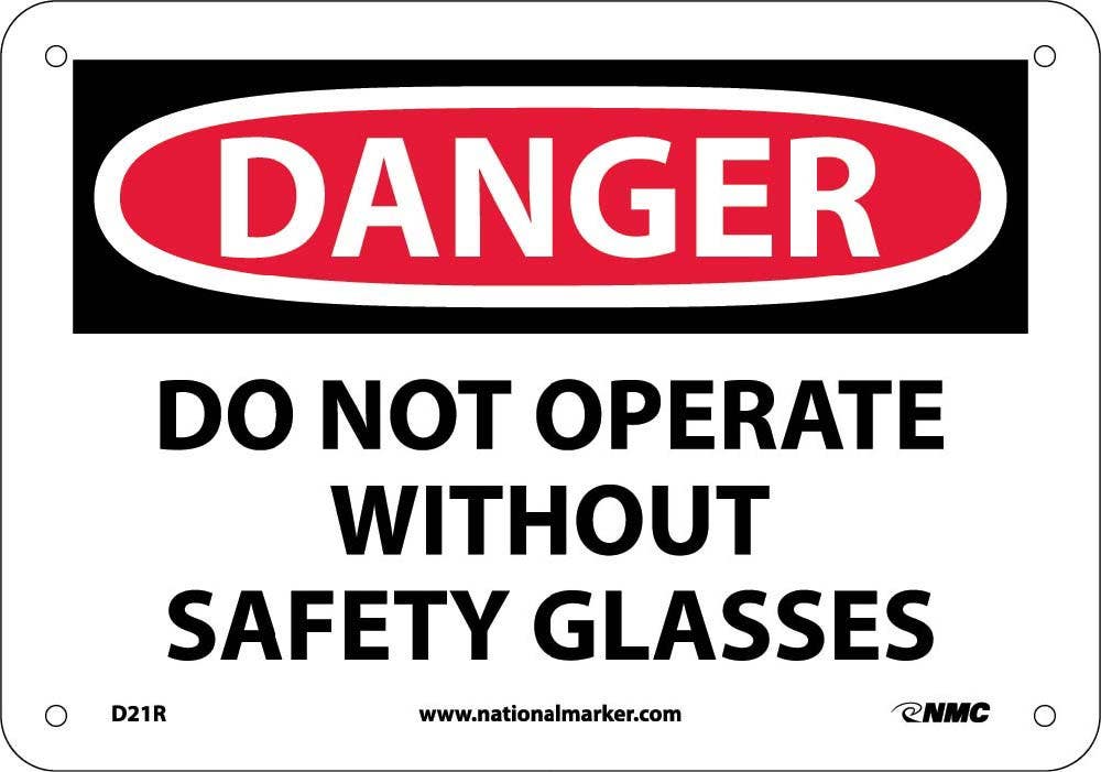 AccuformNMC MEQM146 OSHA Danger Safety Sign, Do Not Operate - Without Wearing Safety Glasses, 10" x 14"