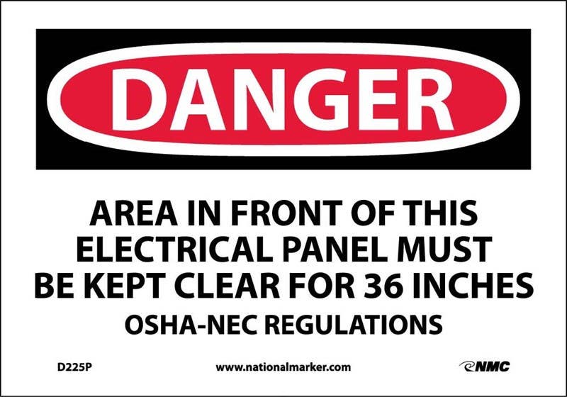 AccuformNMC MELC OSHA Danger Safety Sign: Area In Front Of This Electrical Panel Must Be…