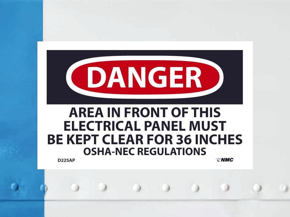 AccuformNMC D225AP Danger, Keep Electrical Panel Clear Label, PS Vinyl, 3" x 5", 5/Pk