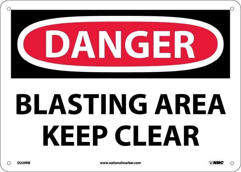 AccuformNMC D229 Danger, Blasting Area Keep Clear Sign, 10" x 14"