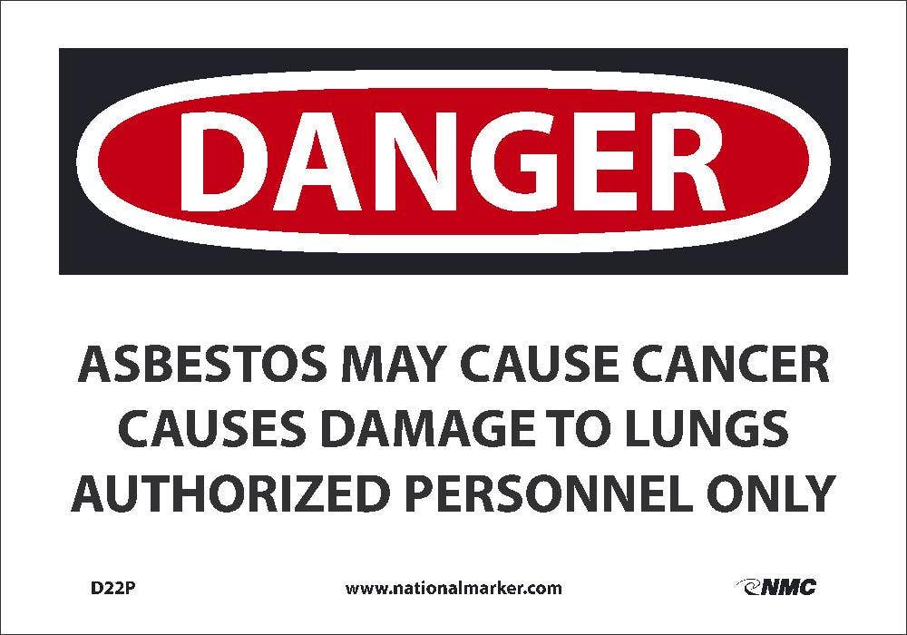 AccuformNMC D22 Danger, Asbestos May Cause Cancer Sign